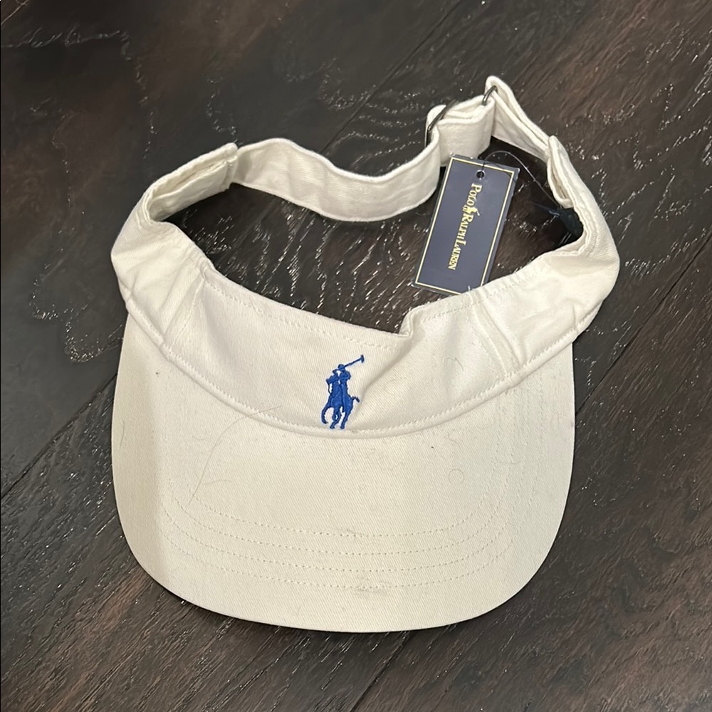 Ralph Lauren Cream Visor with Blue Logo